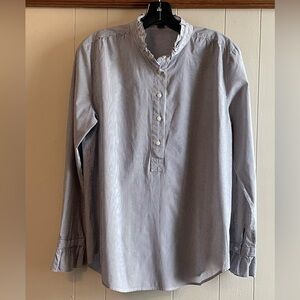 Ann Taylor 1/2 Button Front Popover with Ruffles